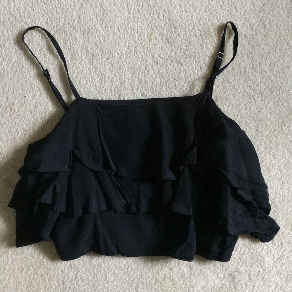 Alythea large black flouncy crop top